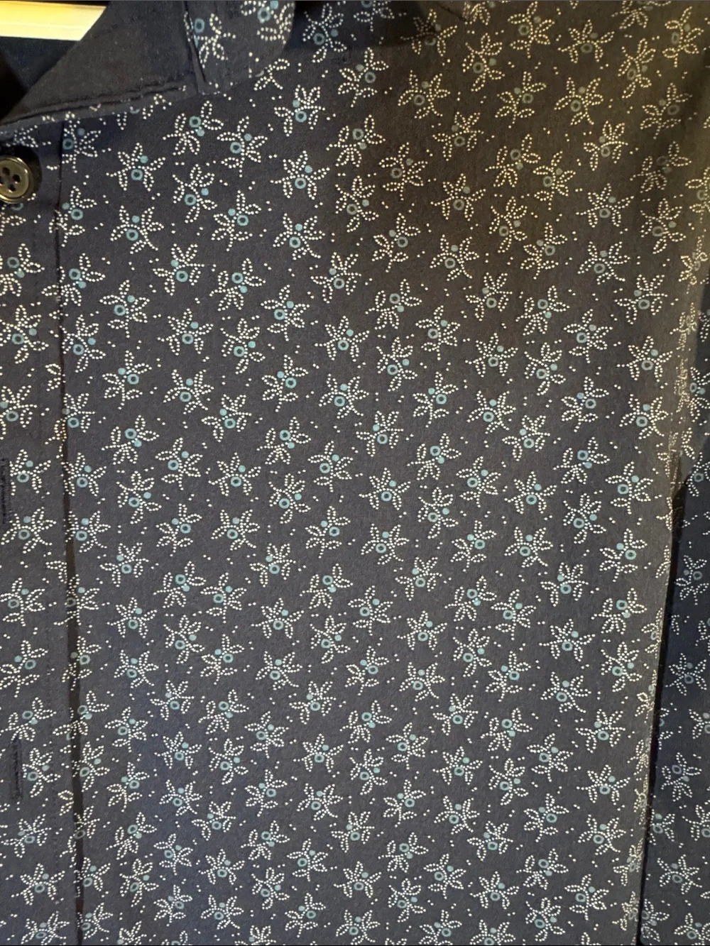 Express Men's Blue Floral-Print Button Down Shirt